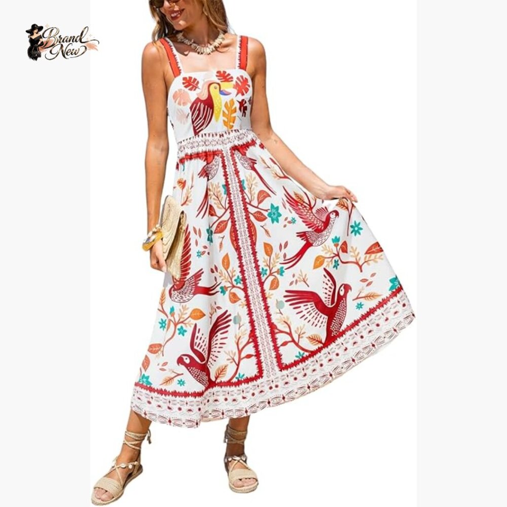 Polyester Square Neck Elastic Waist Sleeveless Ma… - image 1